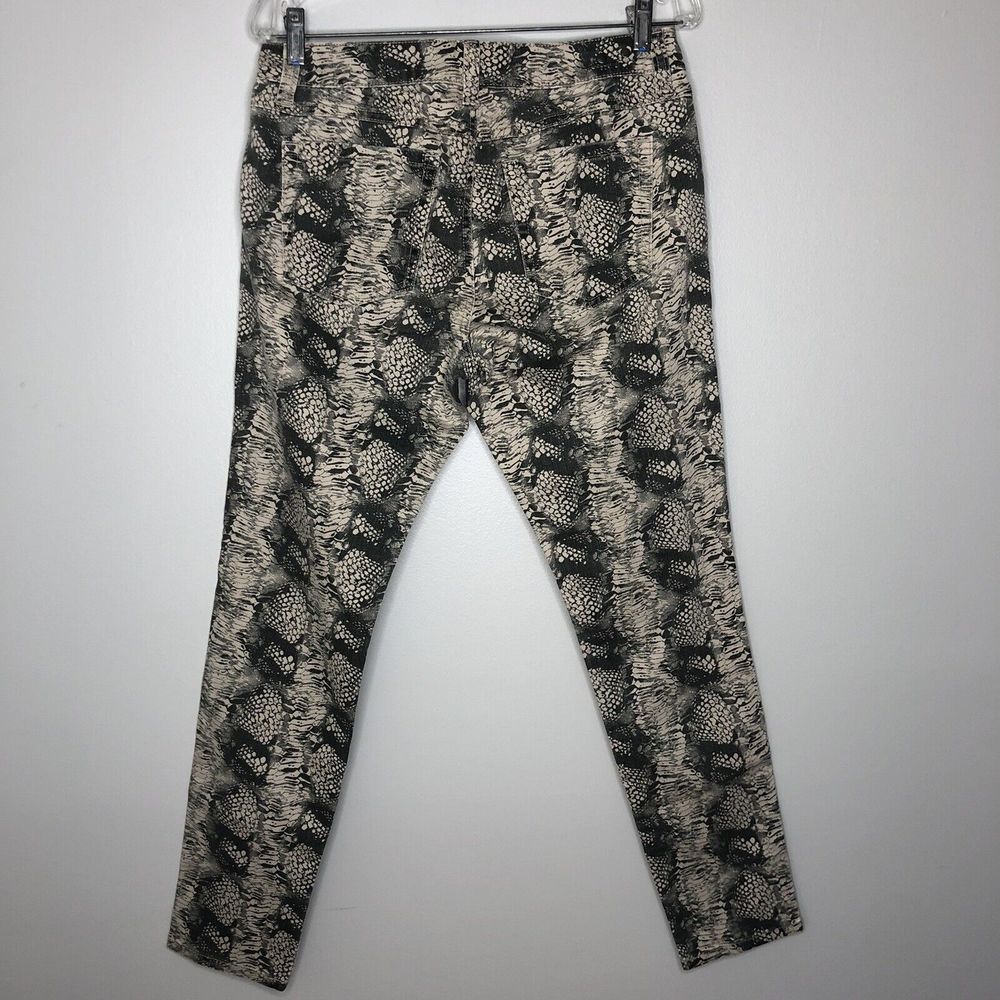 Cabi Women's 8 Beige Diamondback Snakeskin Print Mid Rise Skinny Jeans - Picture 3 of 5